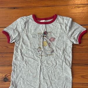 Chic Gray Kids' T-Shirt with Red Trim